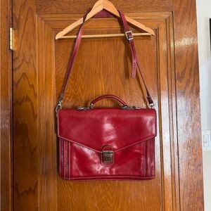 Classic Red Leather Men's Briefcase
